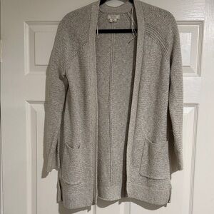 Fat Face Light Gray Open-Front Knit Cardigan